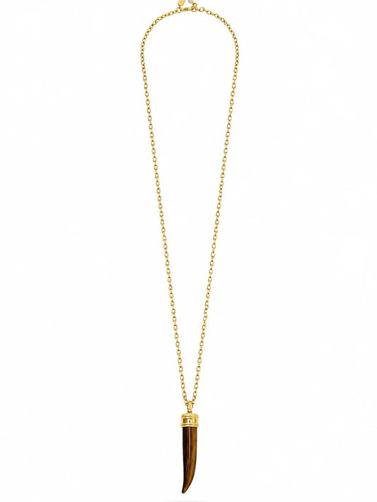 Talis Chains Tusk Pendant Necklace-Tigers Eye