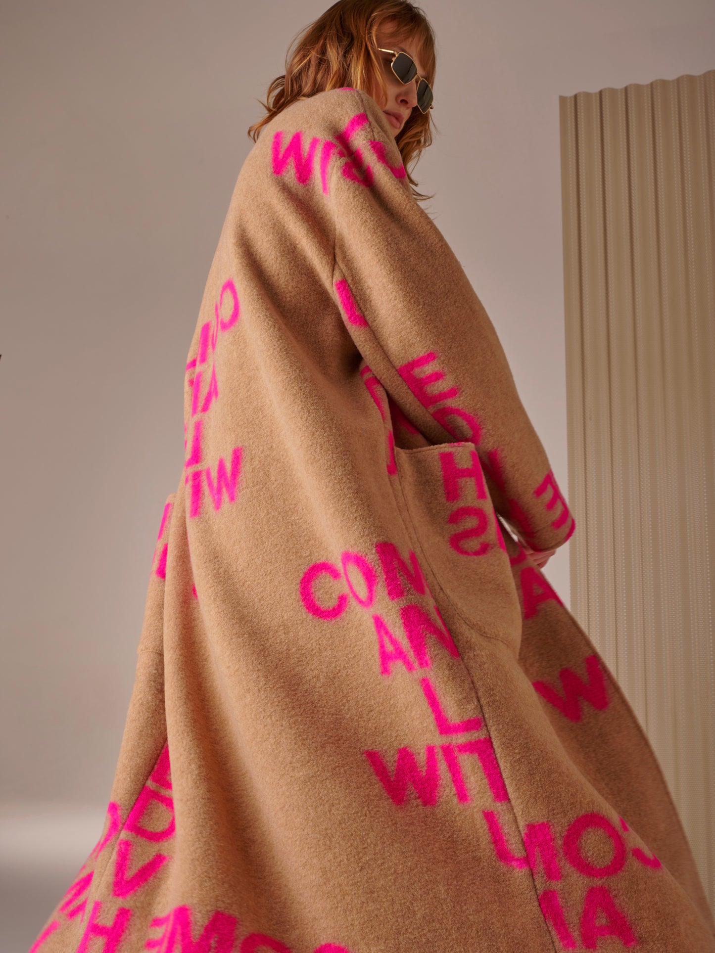 Liv Bergen Iceland Coat Camel & Pink