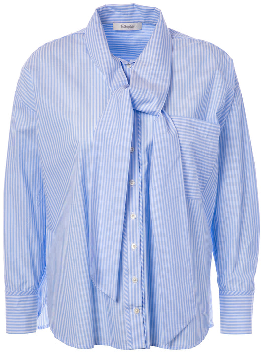 JC Sophie Polo Blouse Blue Stripes