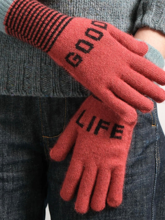 Quinton + Chadwick Good Life Angora Gloves- Rust & Black