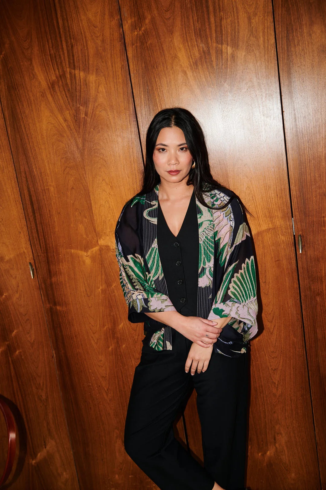 One Hundred Stars Crane Emerald Kimono