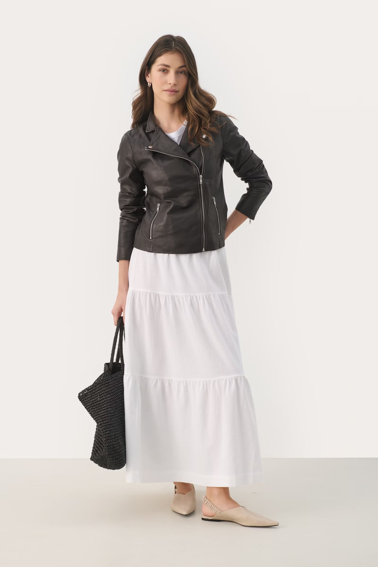 Part Two Frances Leather Jacket -Mole