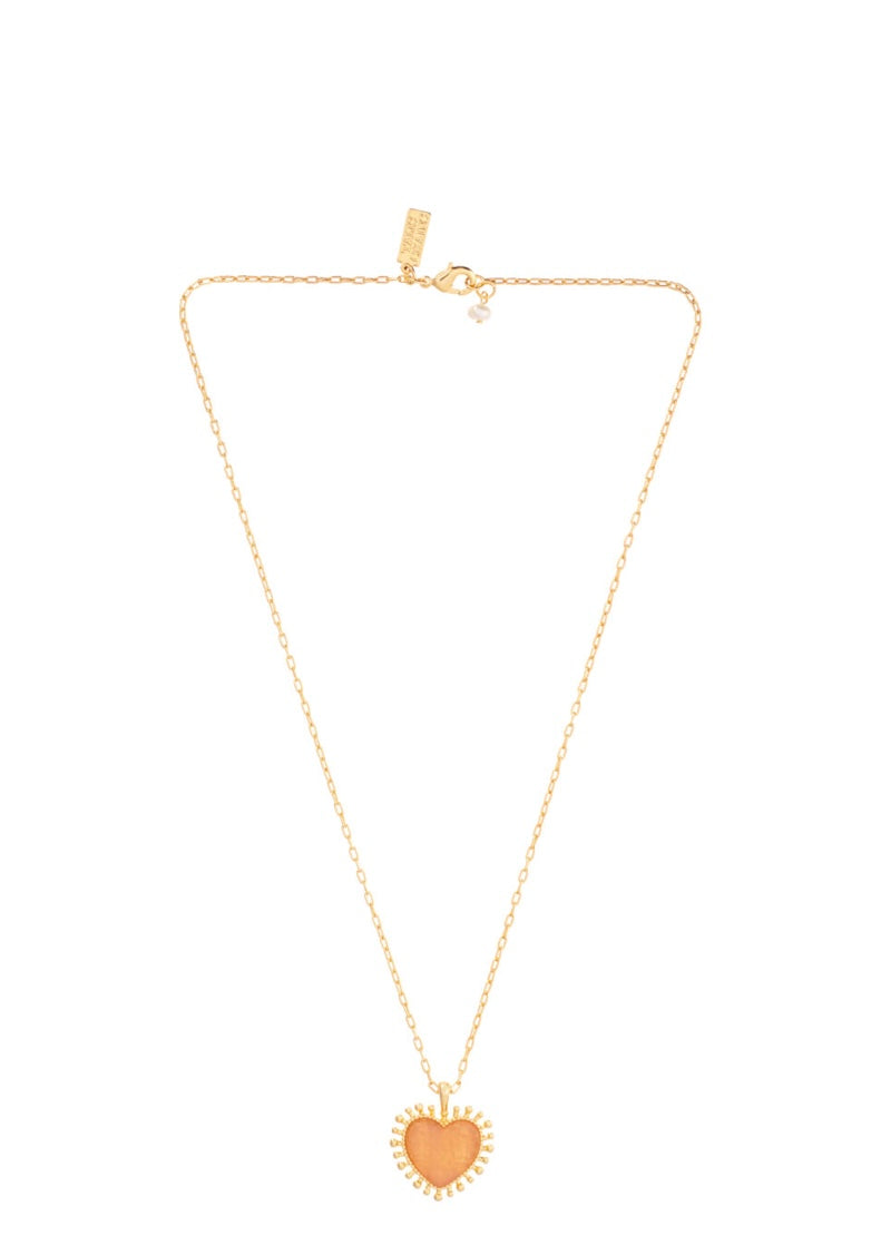 Talis Chains Mini Heart Pendant Necklace -Pink Jade