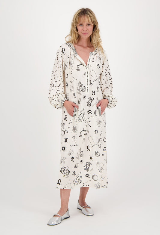 Me369 Hanna Linen Placket Dress Zodiac