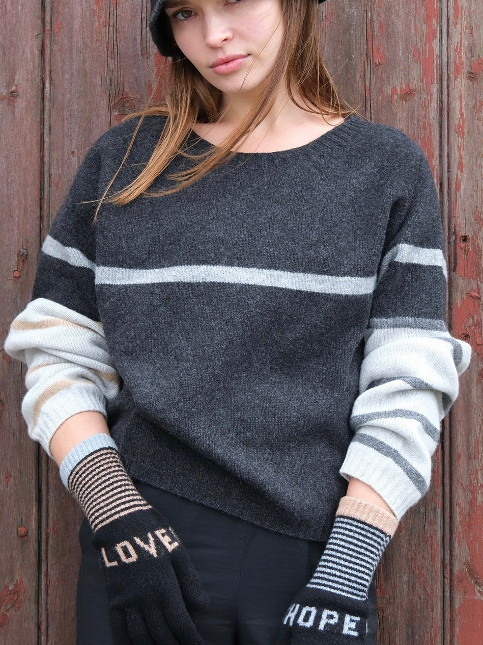 Quinton + Chadwick Love Hope Gloves in Black with Camel & Grey