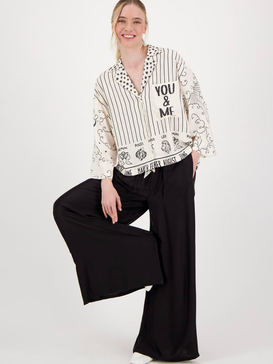 Me369 Annie Wide Leg Pants Black