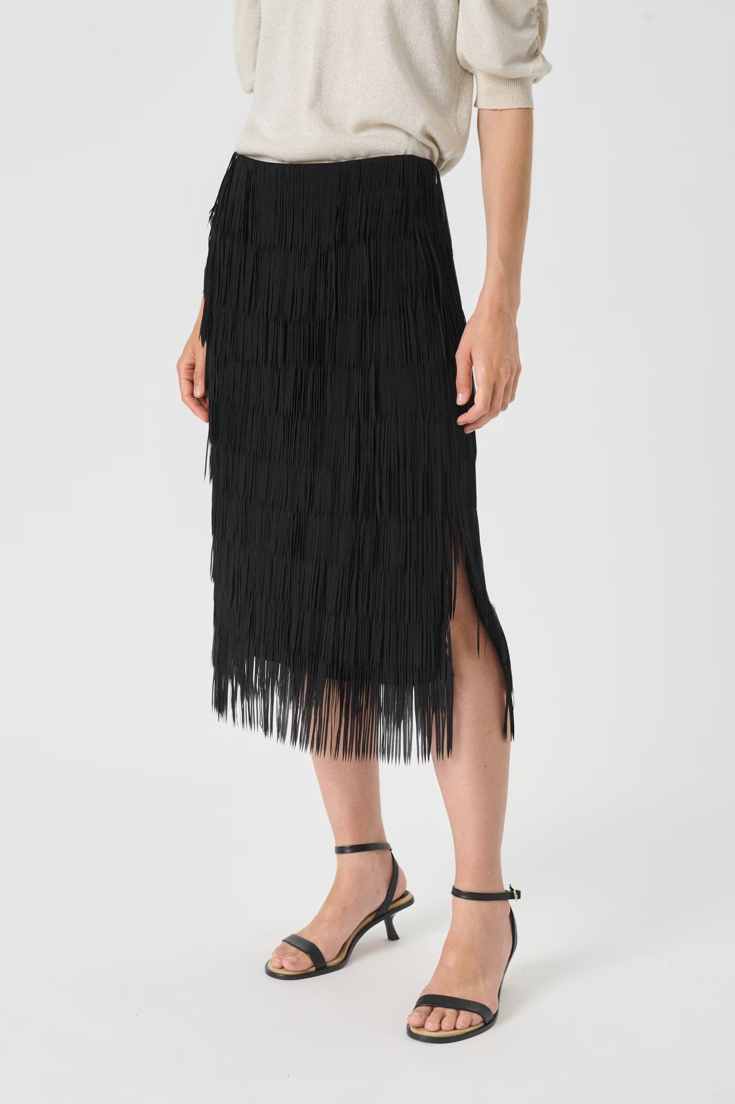 Part Two Viora Black Tassel Skirt