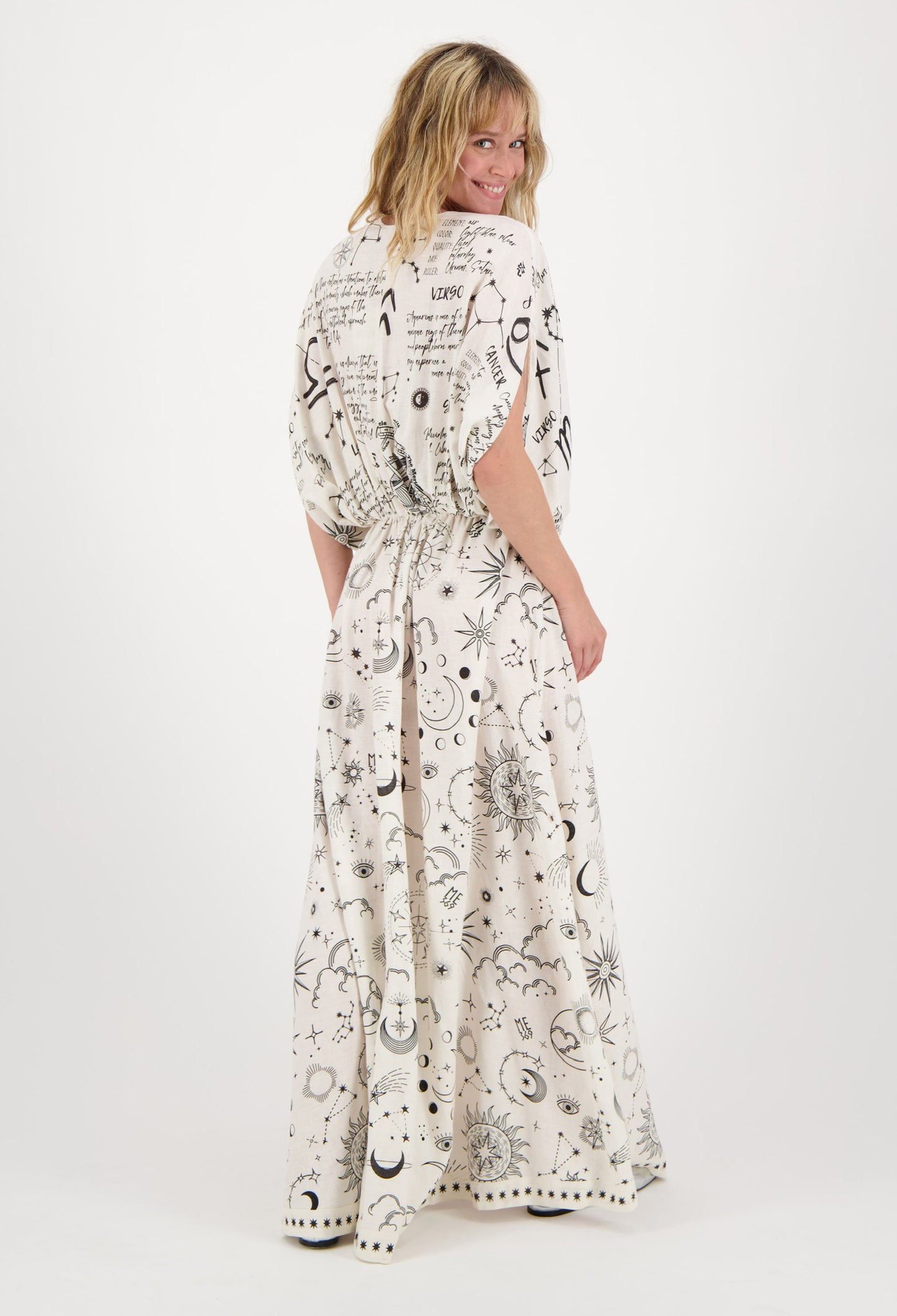 Me369 Rose Linen Kaftan Dress Zodiac