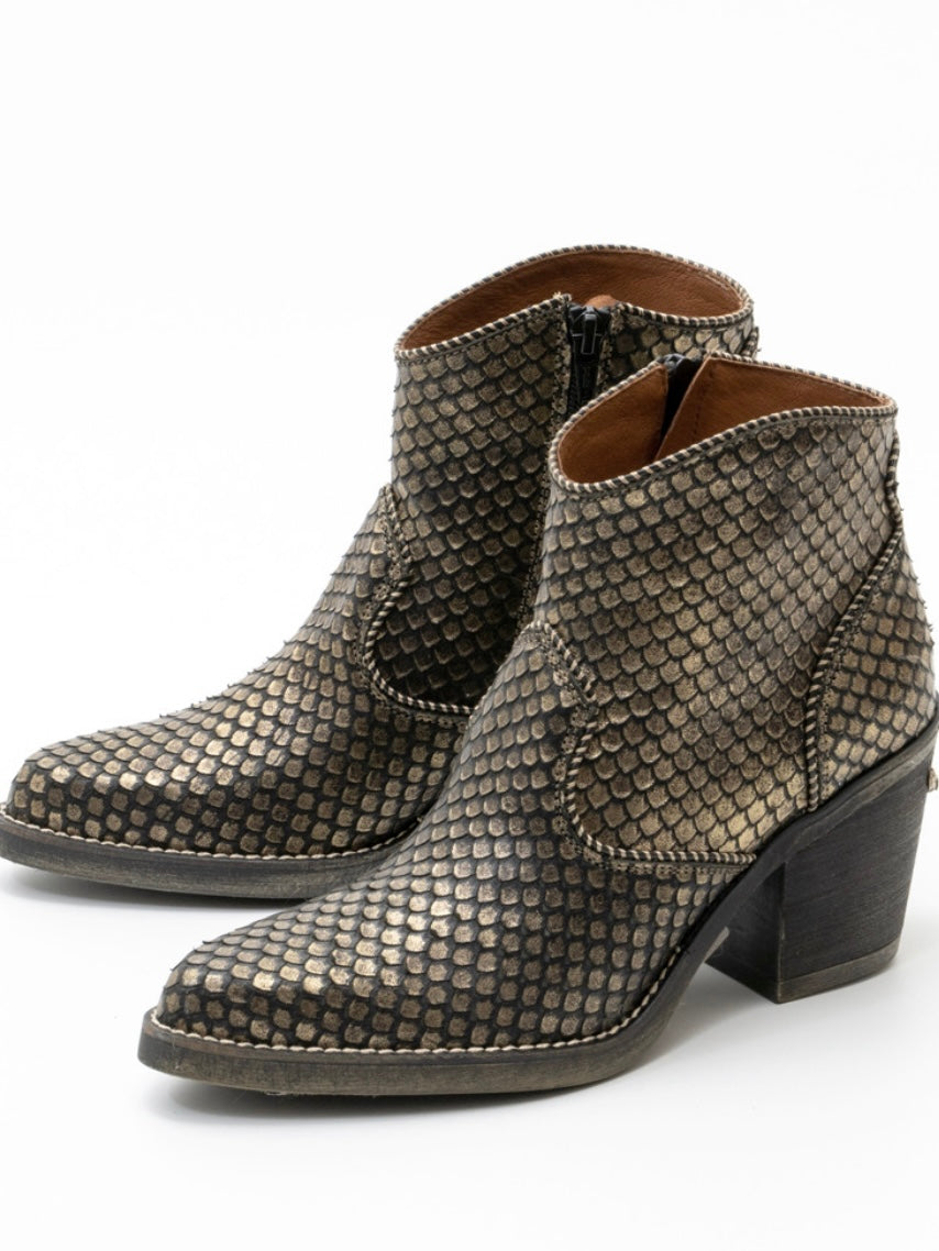 Nemonic Kanas Ankle Boots Black & Gold