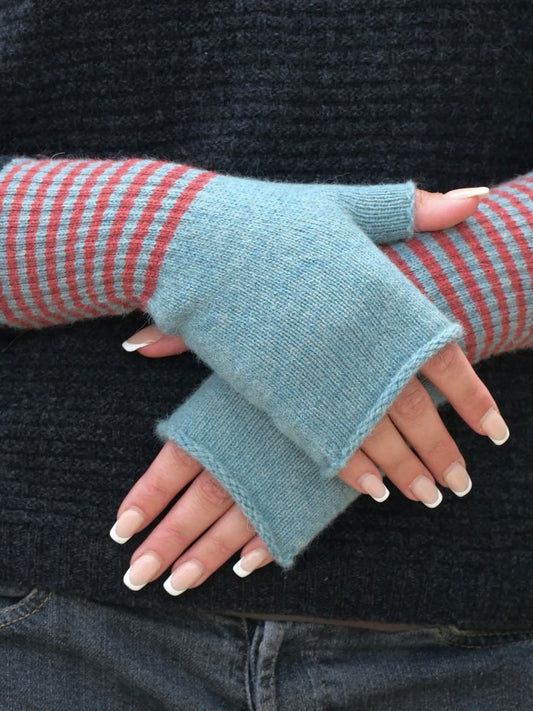 Quinton +Chadwick Angora Fingerless Mittens -Mint & Rust