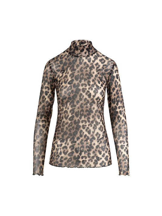 CC Heart Eve Mesh Turtleneck Leo Print