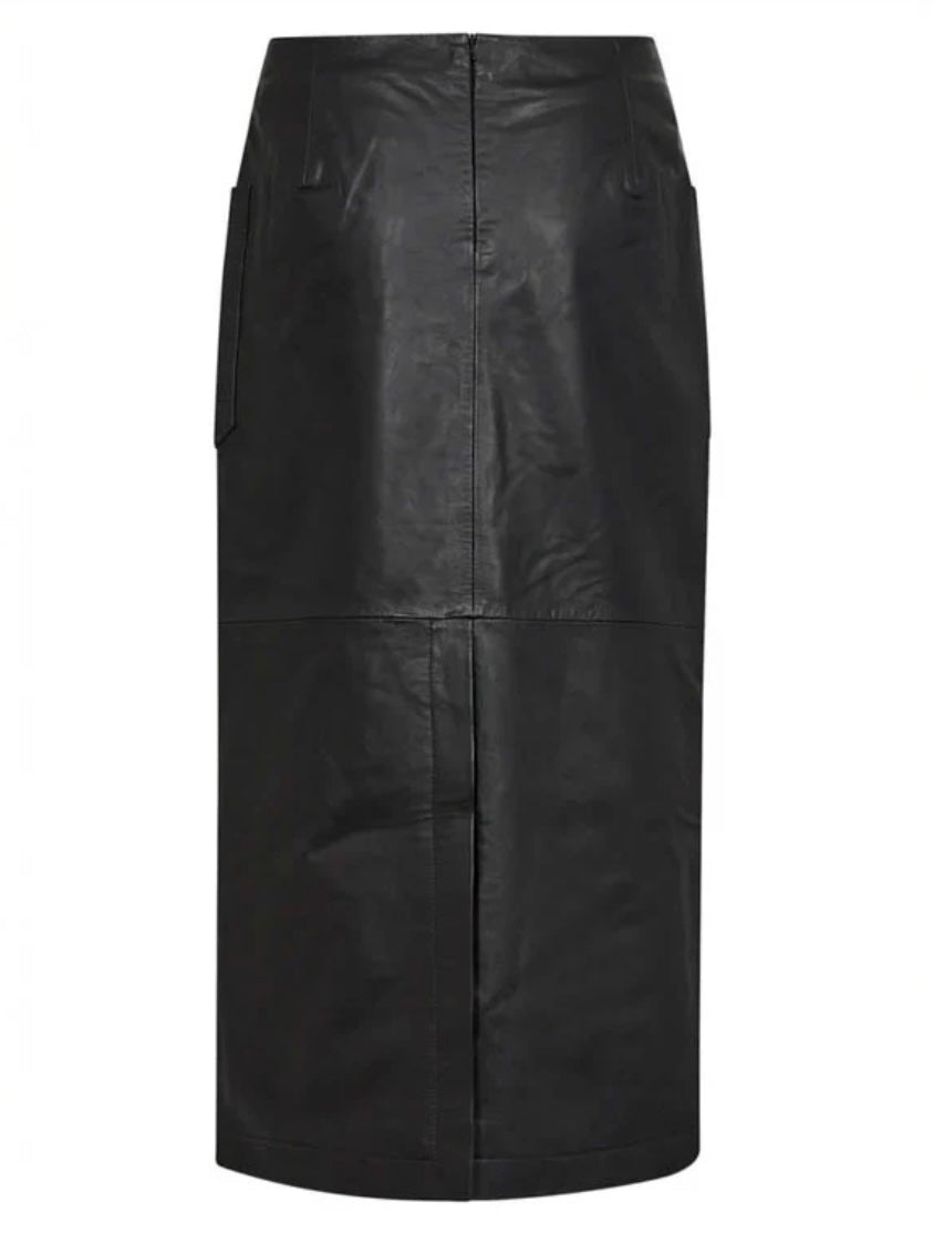 Pieszak Melanie Black Leather Pocket Skirt