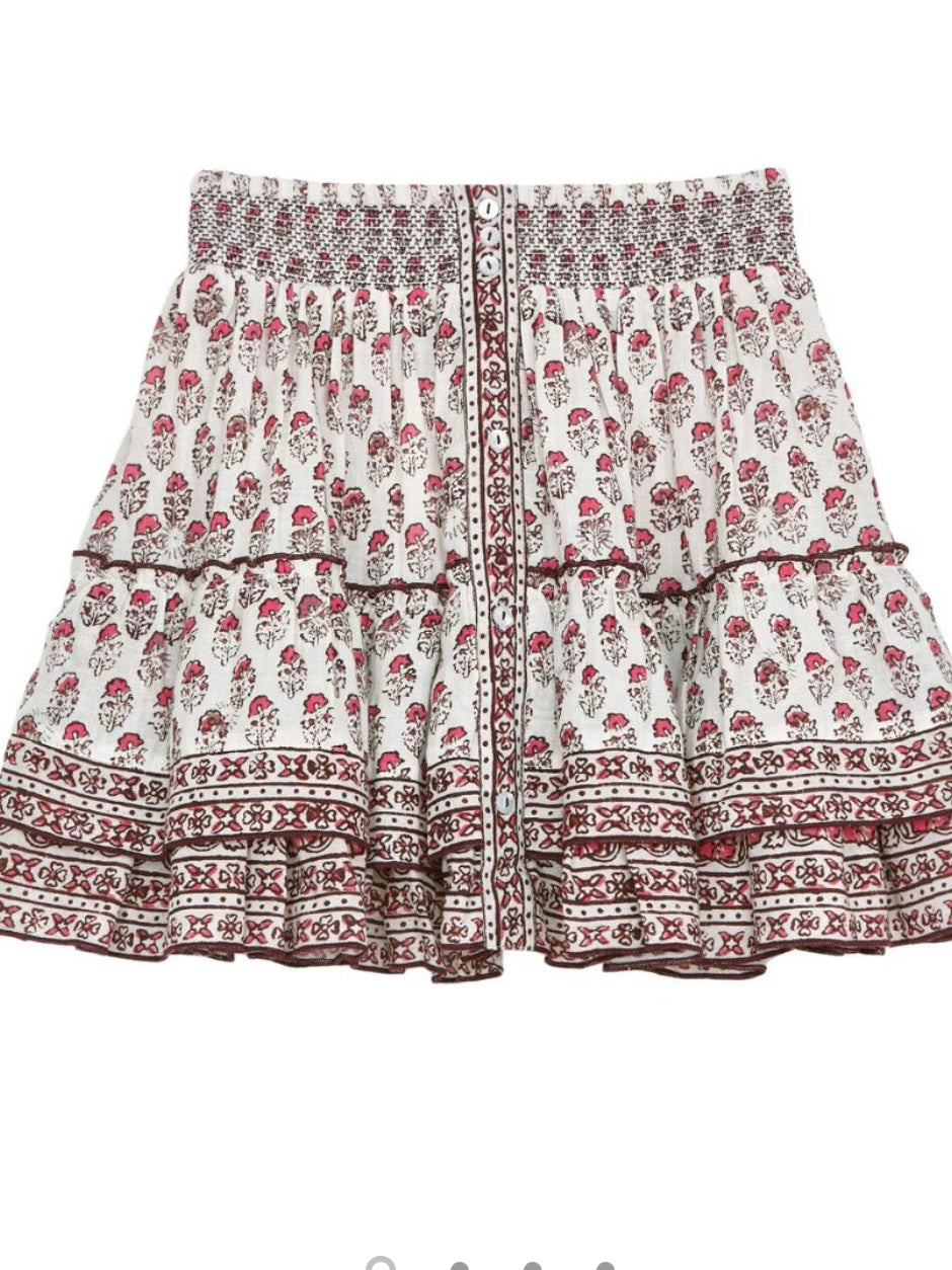 M.A.B.E Kiki Print Mini Skirt-Pink