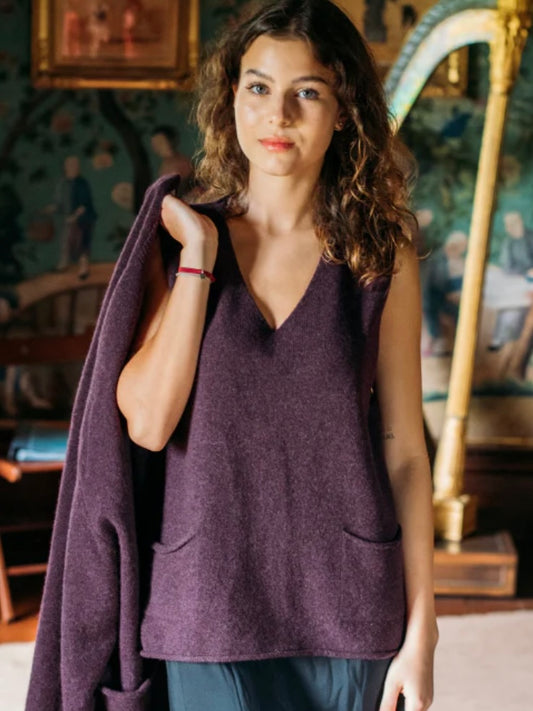 Eribe Corry V neck Tank Top -Blackgrape