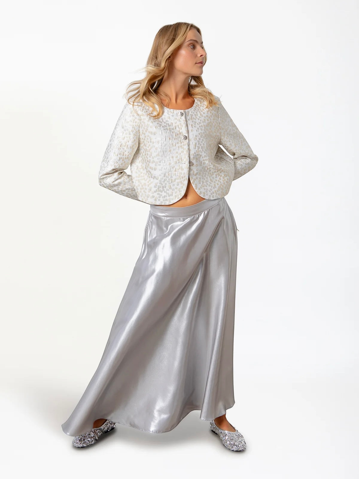 Coster Copenhagen Cropped Jaquard Metallic Jacket