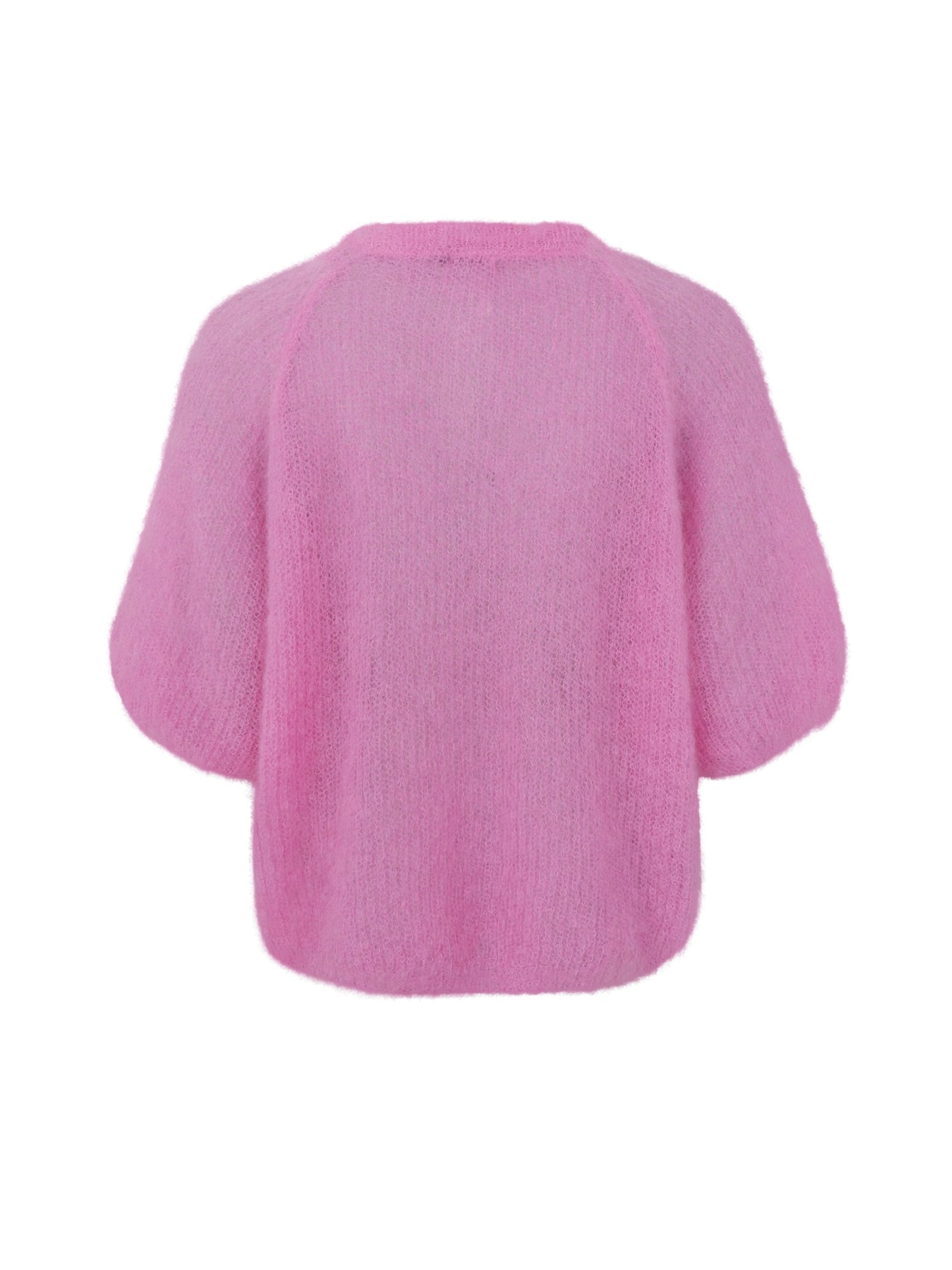 Black Colour Bjoerk Patent Knit Short Sleeve Cardigan-Pink