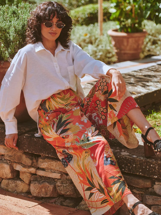 One Hundred Stars Fans Scarlet Palazzo Pants