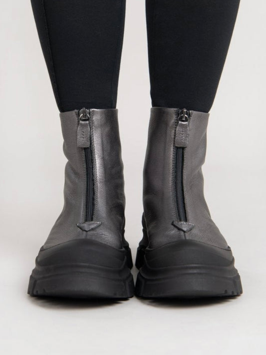 Lofina Asport Dark Silver Metallic Boots Zip Front