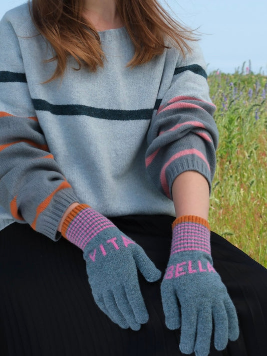 Quinton +Chadwick Gloves in Soft Blue & Pink