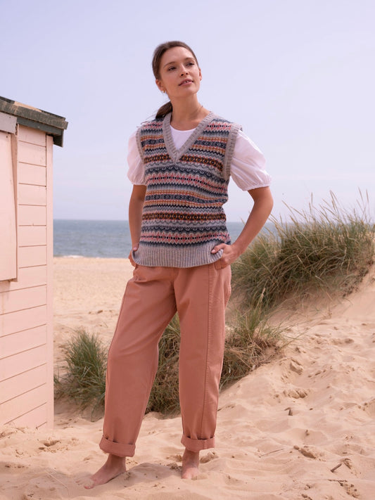 Quinton + Chadwick Fairisle Tank in Pearl with Copper & Aqua detailing