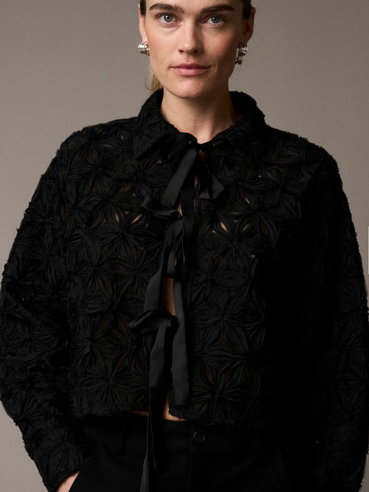 Pieszak Lexie 3D Chiffon Tie Jacket-Black