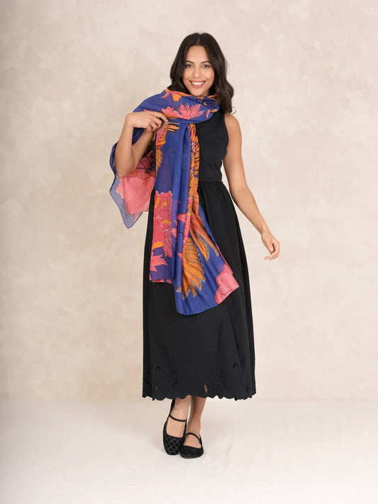 One Hundred Stars Scarf Crane Cobalt