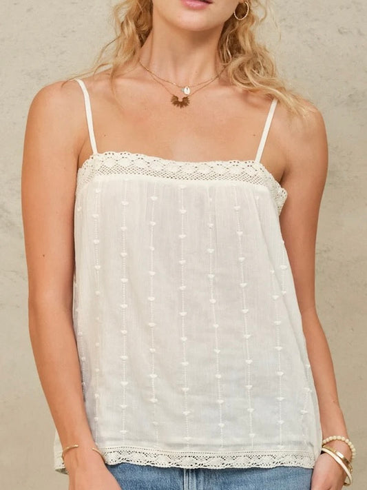M.A.B.E Alli Embroidered Cami -Ecru