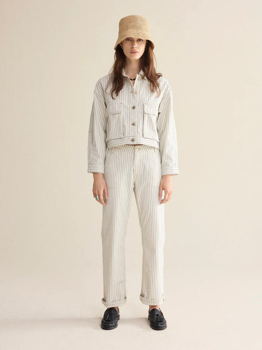 Summum Ivory Denim trousers with stripe