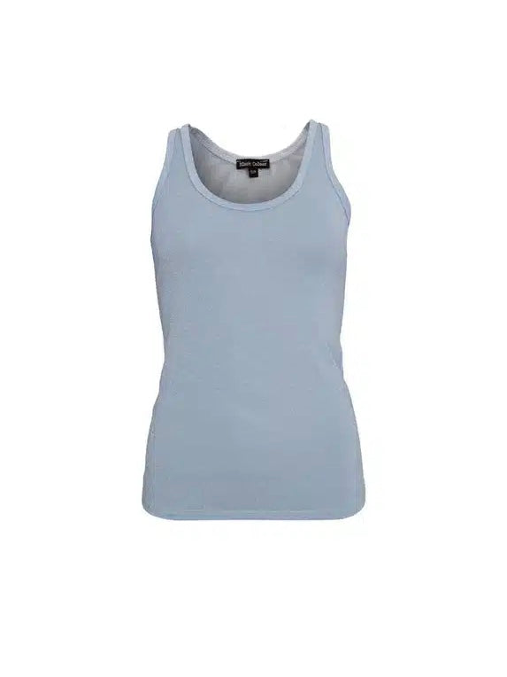 Black Colour Faye Lurex Vest Top-Ice Blue