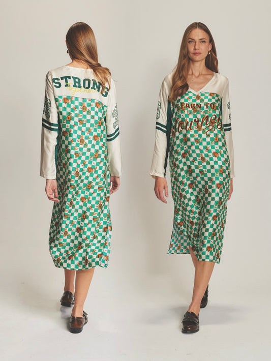 Me369 Violet V Neck Dress-Sporty Jade