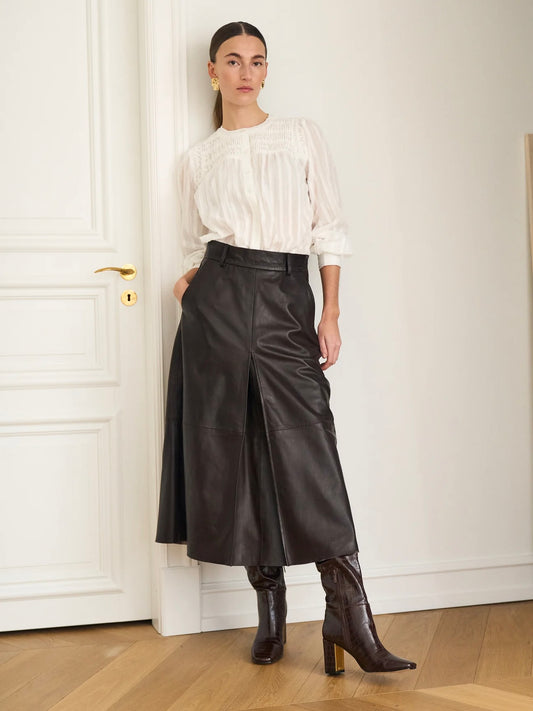 Pieszak Lanni Leather Skirt-Black Coffee