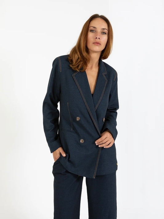 Coster Copenhagen Double Breasted Blazer-Night Blue