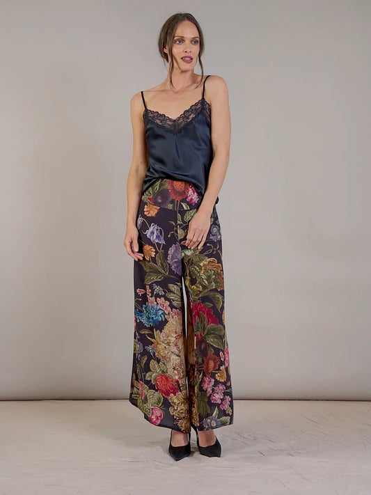 One Hundred Stars Primula Black Crepe Palazzo Pants