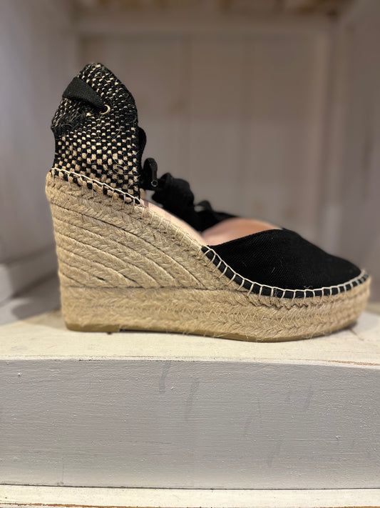 Macarena Alba Espadrille Wedge Black
