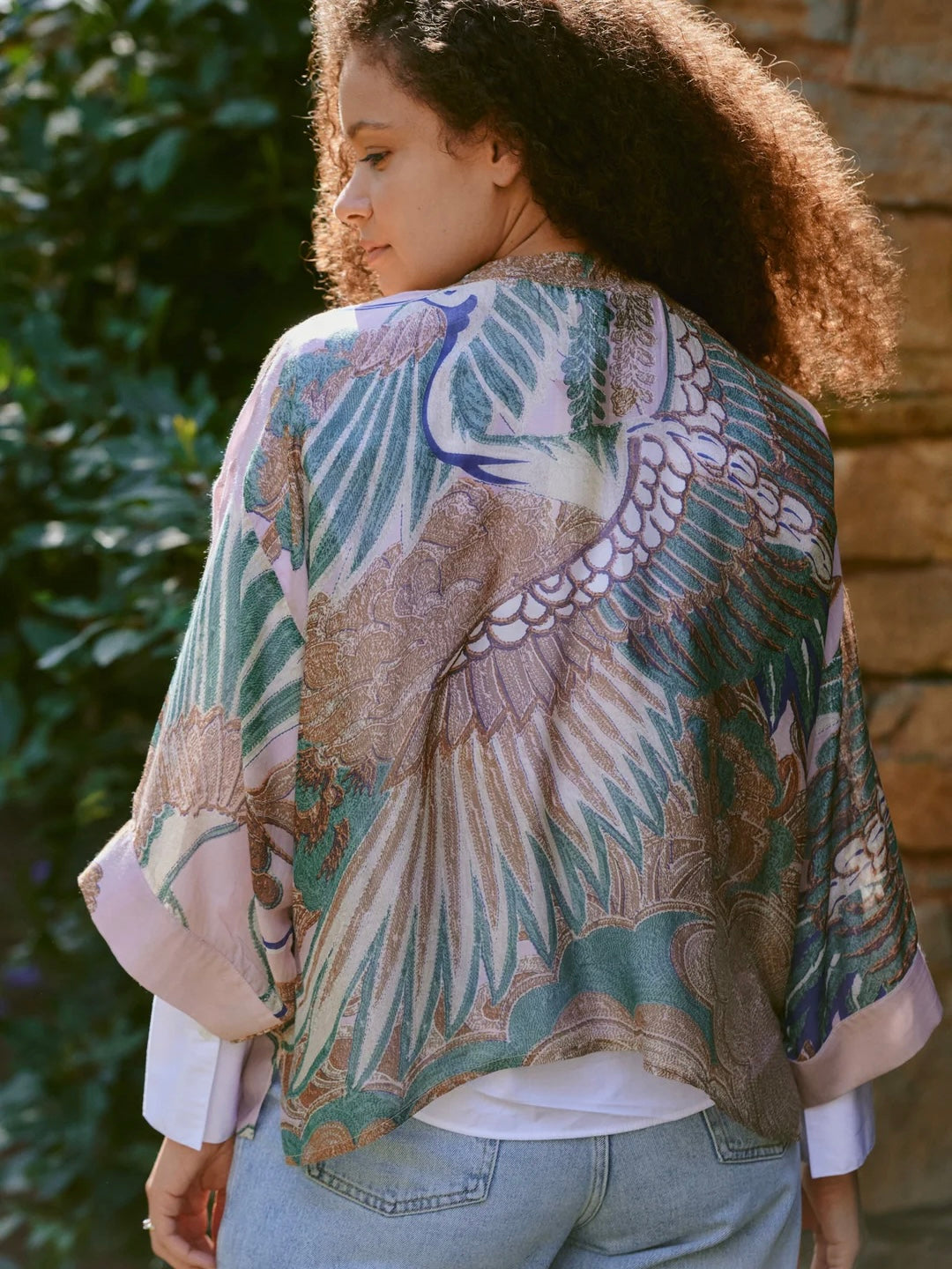 One Hundred Stars Crane Kimono-Plaster Pink