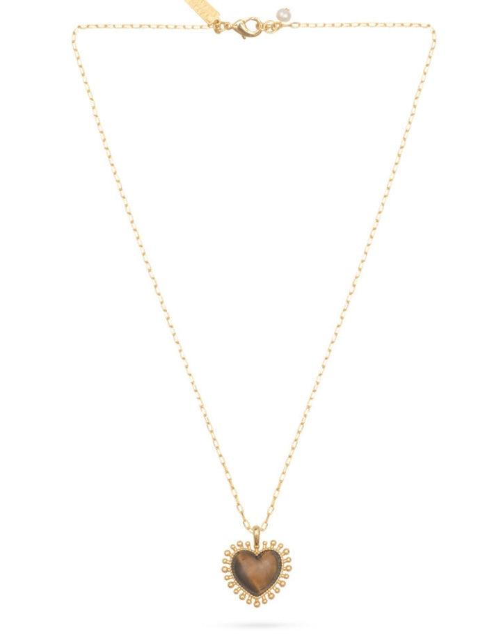 Talis Chains Mini Heart Pendant-Tiger Eye