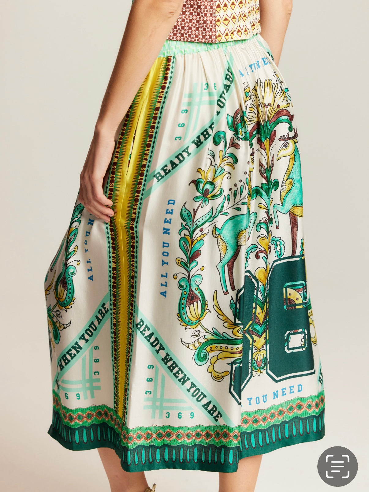 Me369 Vanessa Midi Skirt-Sporty Jade