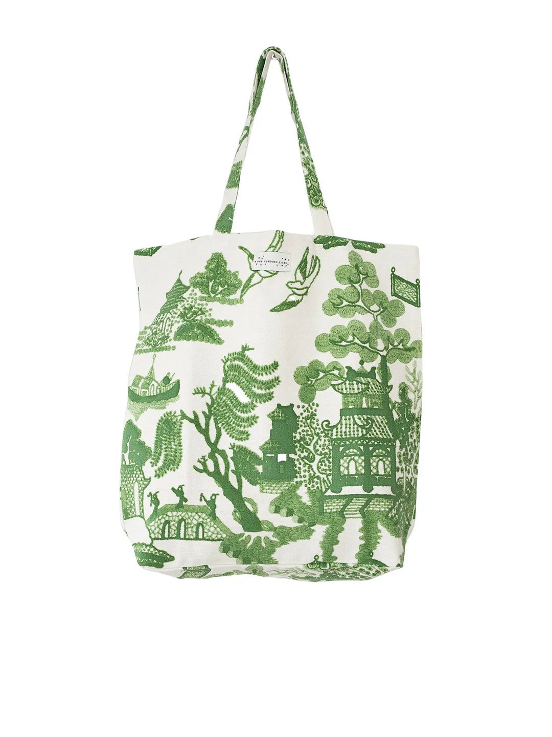 One Hundred Stars Giant Willow Green Canvas Bag