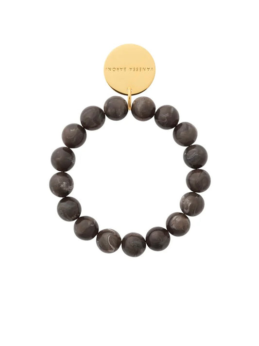 Vanessa Baroni Mini Beads Flex Bracelet Dark Brown Marble