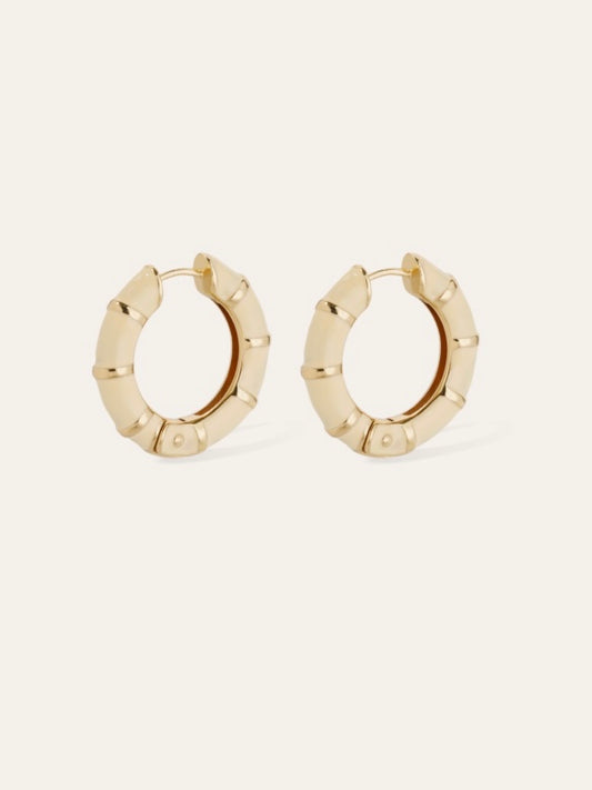 Gas Bijoux Bambou Enamel Hoop Earrings
