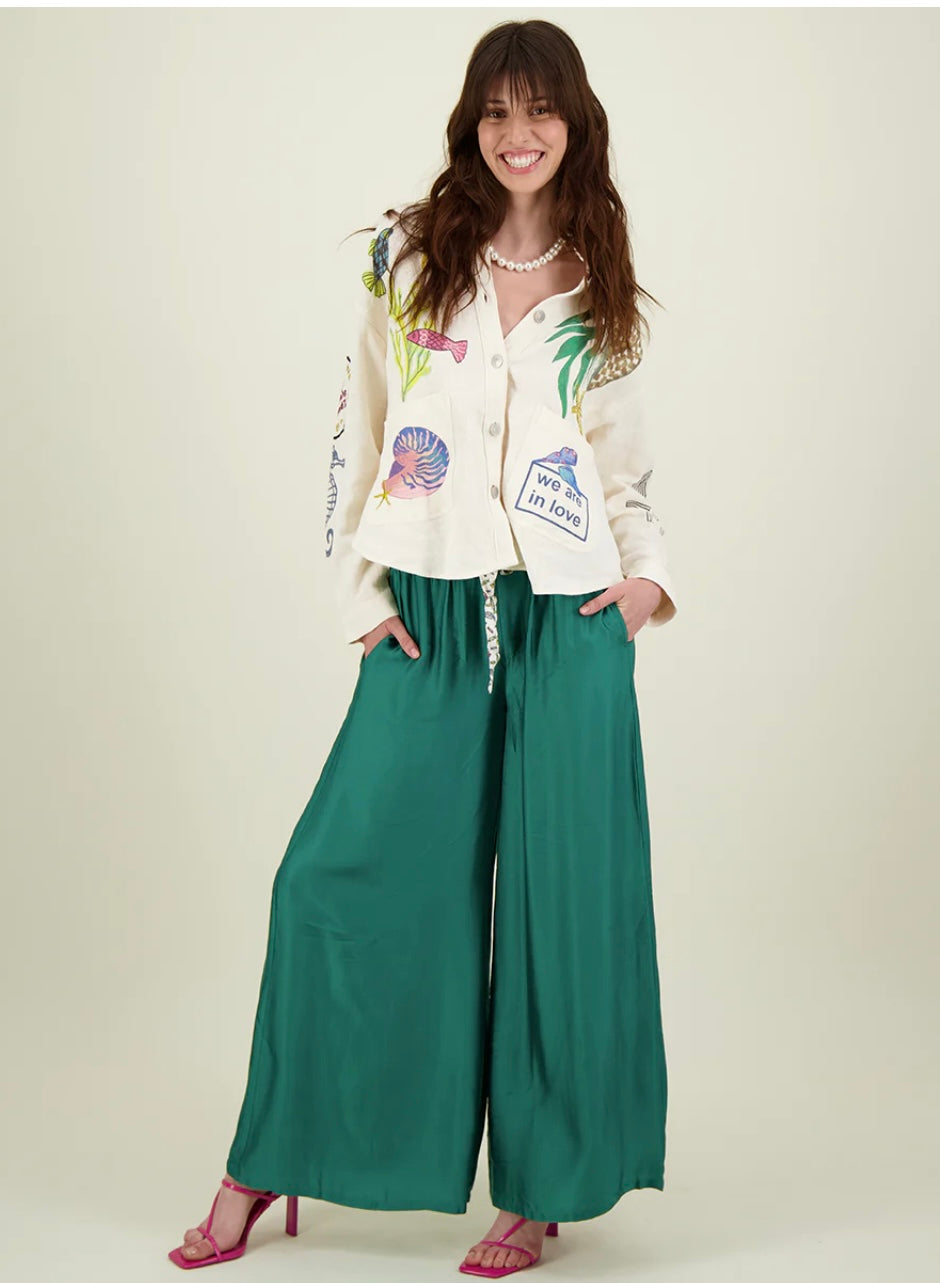 Me369 Annie Wide Leg Pants Green