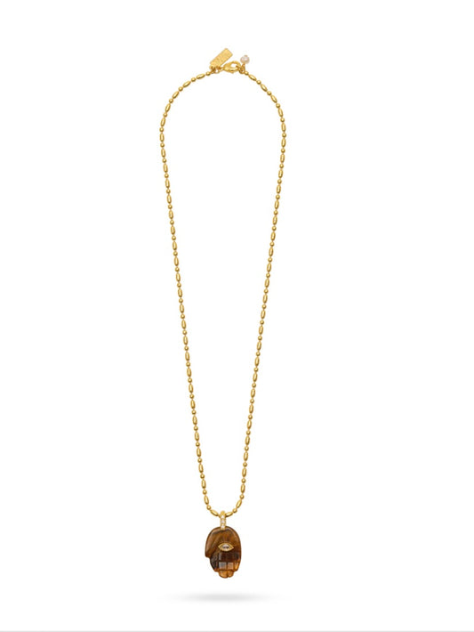 Talis Chains Hamsa Pendant Necklace-Tigers Eye