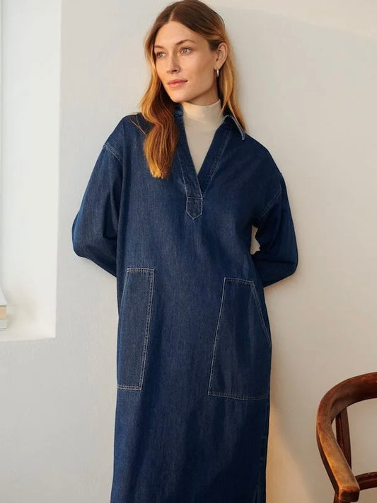 Part Two Lolla Denim Dress Medium Blue