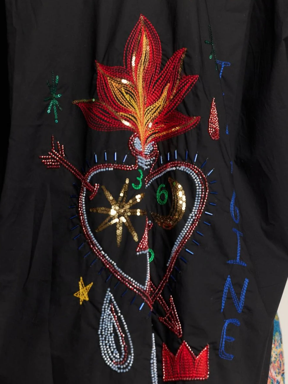 Me369 Adelyn Embroidered Black Shirt
