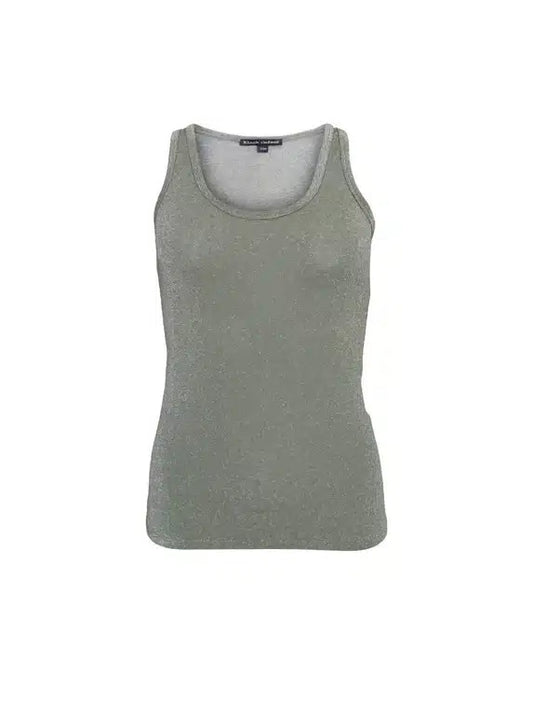 Black Colour Faye Lurex Vest Top-Olive