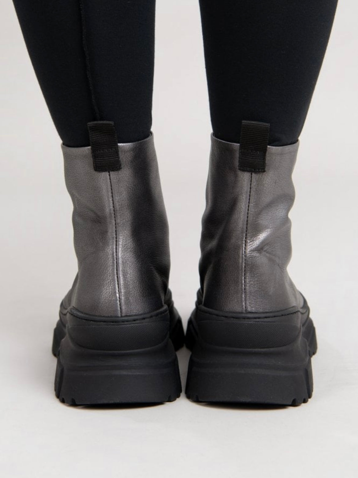 Lofina Asport Dark Silver Metallic Boots Zip Front