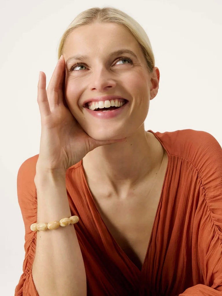 Vanessa Baroni Olive Flex Bracelet Crème Brûlée Marble