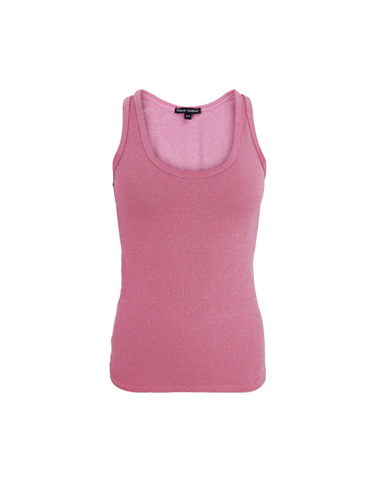Black Colour Faye Lurex Vest Top-Pink
