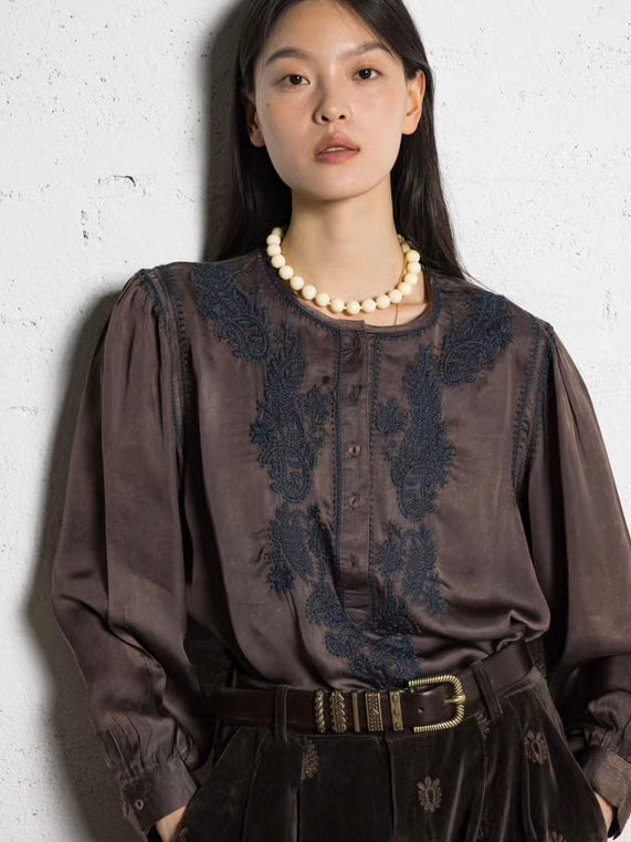 Maison Hotel Clotilde Blouse-Mystic Green