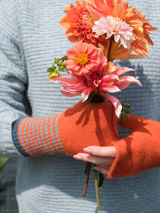 Quinton +Chadwick Angora Fingerless Mittens -Jaffa & Teal